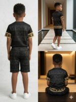 Kids Luxury Black Gold Co-Ord Set - Image 4