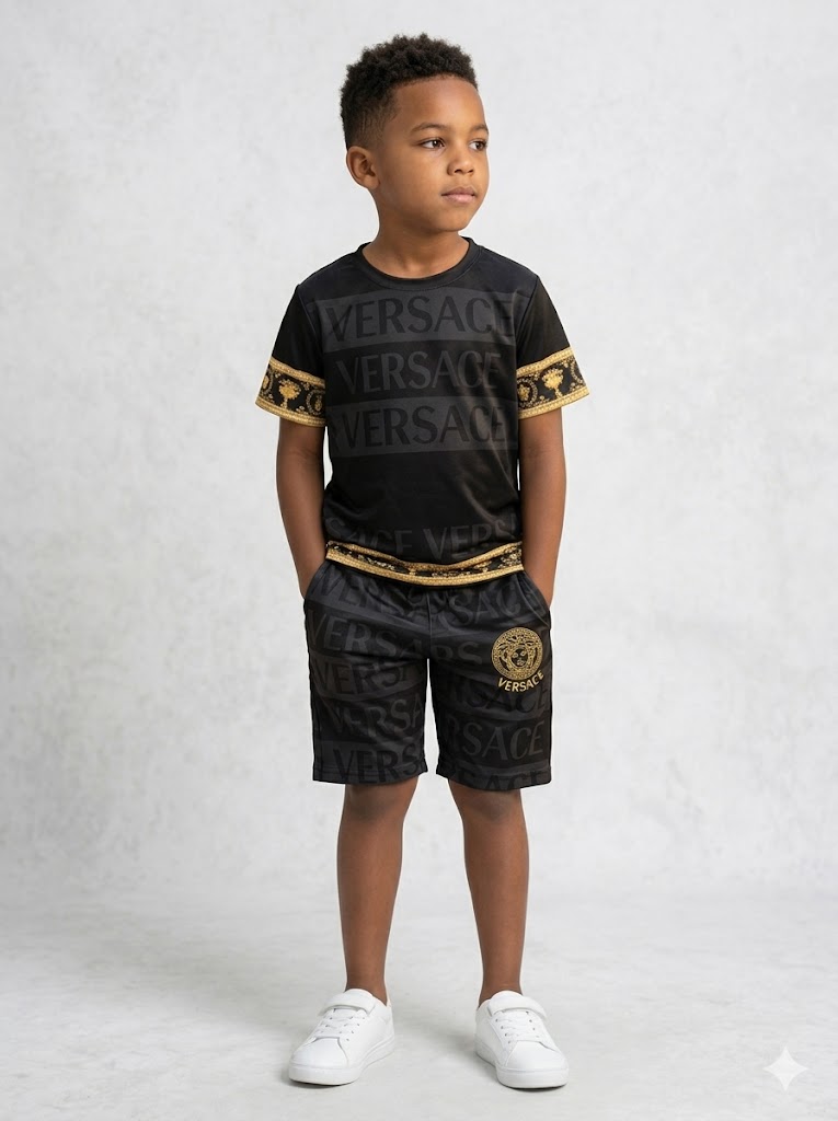 7d686f2a-fb97-4ab3-b094-96290d7b686d - Copy Kids Luxury Black Gold Co-Ord Set - Image 1